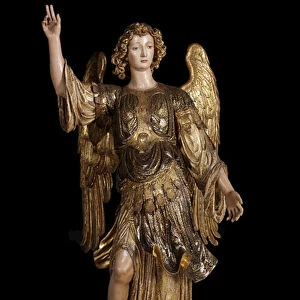 Guardian Angel (wood sculpture, painting and gold, 19th century)