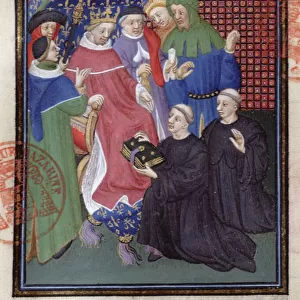 Guillaume de Nangis (d. 1300 or 1303) presents his book to Philippe IV le Bel