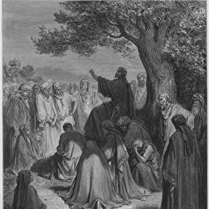 Gustave Dore Bible: Jesus preaching to the multitude (engraving)