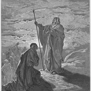 Gustave Dore Bible: Samuel blessing Saul (engraving)