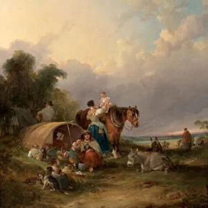 A Gypsy Encampment (oil on canvas)