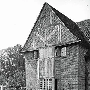 A half-timbered gable, Deanery Gardens, from The English Country House (b/w photo)