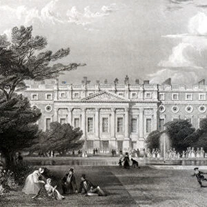 Hampton Court Palace (engraving) (b / w photo)