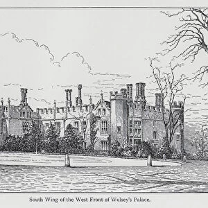 Hampton Court Palace: South Wing of the West Front of Wolseys Palace (engraving)