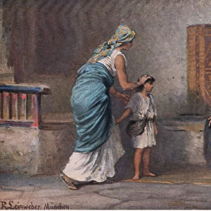 Hannah brings Samuel to Eli, from Hulberts Story of the Bible published by The John