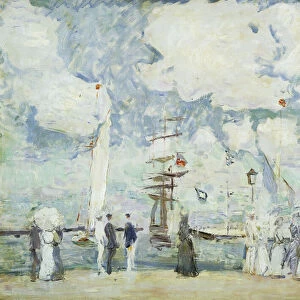 Harbour Entrance at Deauville; Entree du Bassin de Deauville, (oil on canvas)