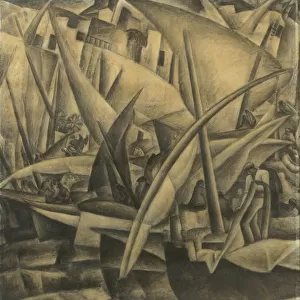 The Harbour of Palma de Mallorca, c. 1914 (charcoal on paper)