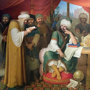 Harun Al Rashid in his tent with the wise men of the east, 1811-13, Gaspare Landi (oil on canvas)