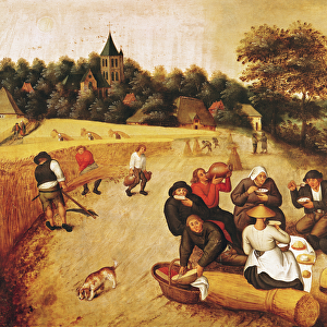 The Harvesters Meal (oil on panel)