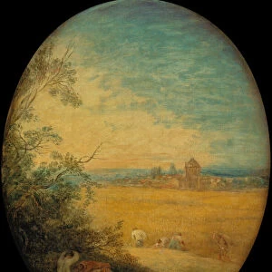 Haymakers in a Field, Summer (oil on canvas)
