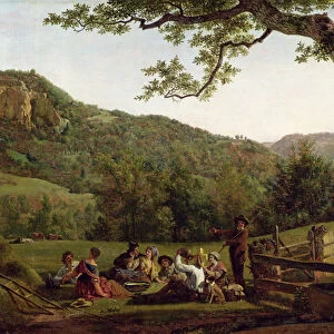 Haymakers Picnicking in a Field (oil on canvas)