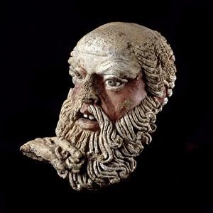 Head of a bald old man from the Belvedere Temple. (Terracotta