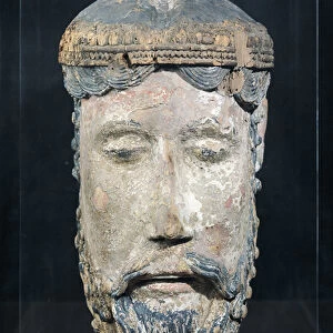 Head of Christ, from Lavaudieu (polychrome wood)