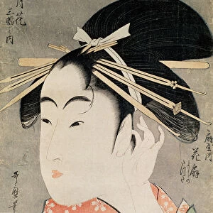 Head of a Woman (colour woodblock print)