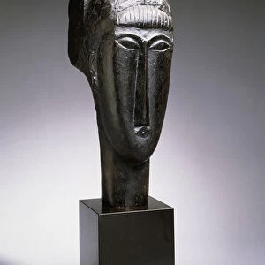 Head of a Woman with a Fringe; Tete de Femme a la Frange, 1912 (bronze with black patina)