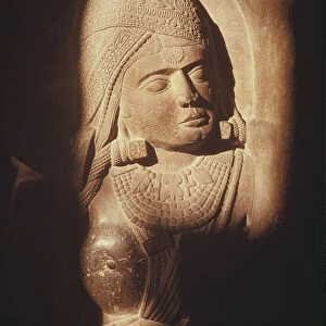 The head of a yakshini, from the gate of a Buddhist stupa at Bharhut, Madhya Pradesh