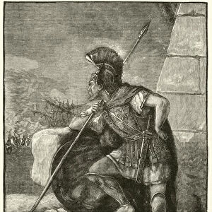 Hector on the walls of Troy (engraving)