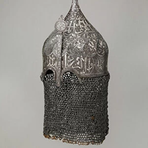 Helmet with Aventail, 15th-16th century (steel, iron, silver, copper alloy)