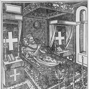Henri IV (1553-1610) on his deathbed, 1610 (engraving) (b / w photo)