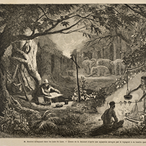 Henri Mouhot Camping in the Jungles of Laos, illustration from