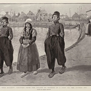 "Her Escort", Visitors from the Island of Marken at a Port on the Zuyder Zee (litho)
