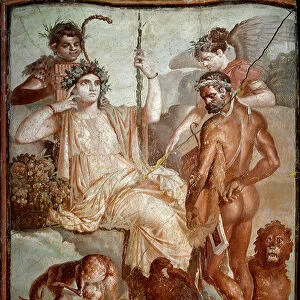 Heracles finds his son Telephus in the Montains of Arcadia. 70 AD (fresco)