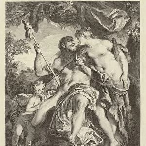 Hercule et Omphale, (Musee du Louvre) (engraving)