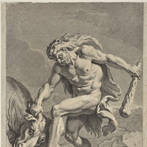 Hercules fighting the Cretan bull (drawing)