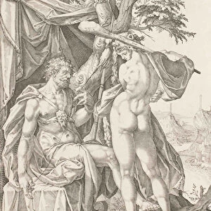 Hercules and Omphale, 1590 (engraving)