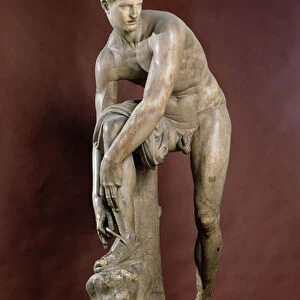 Hermes tying his sandal, Roman copy of a Greek original attributed to Lysippos