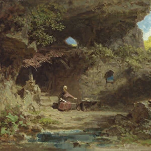 A Hermit in the Mountains (oil on canvas)