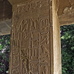 Hieroglyphs decorating the columns of the white chapel of Pharaoh Senusret I (low relief)