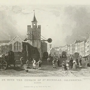 High Street with the Church of St Nicholas, Colchester, Essex (engraving)