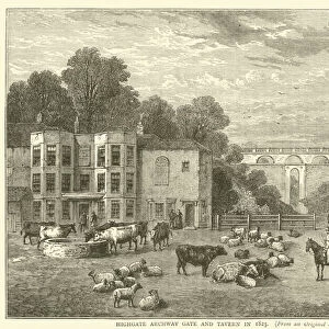Highgate Archway Gate and Tavern in 1825, from an original sketch (engraving)