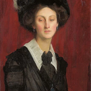 Hilda in a Black Hat, 1909 (oil on canvas)