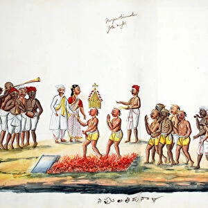 Hindu fire walking ceremony (w / c on paper)