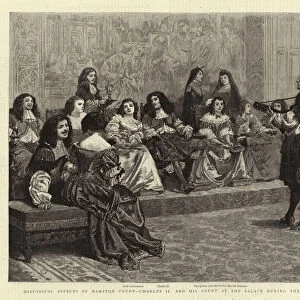 Historical Aspects of Hampton Court, Charles II and his Court at the Palace during the Plague of London (engraving)