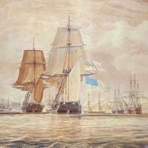 HMS Shannon leading the Chesapeake into Halifax Harbour, 1813 (w / c)