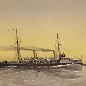 HMS Speedwell, torpedo gunboat (colour litho)