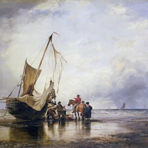 Hog Boat on the Sands, Brighton (oil on canvas)