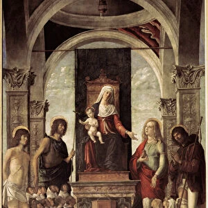 Holy conversation, virgin with child surrounded by St John the Baptist, St Sebastian