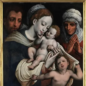 Holy Family with Elisabeth and John the Baptist (oil on panel)