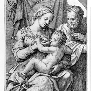 The Holy Family, engraved by Marcantonio Raimondi, c. 1515 (engraving)