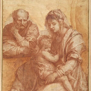 The Holy Family resting, after Andrea del Sarto (red cahlk on white paper)