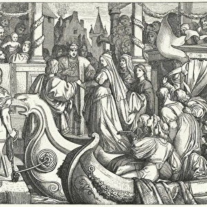 The Holy Roman Emperor Frederick II welcoming his bride, Isabella of England, 1235 (engraving)