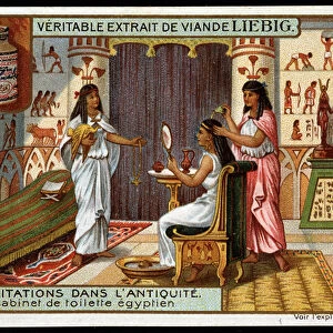 Homes in antiquity: Egyptian bathroom - Liebig advertising sticker