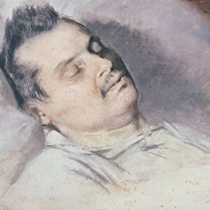Honore de Balzac (1799-1850) on his Deathbed, 15th August 1850 (pastel & chalk on paper)