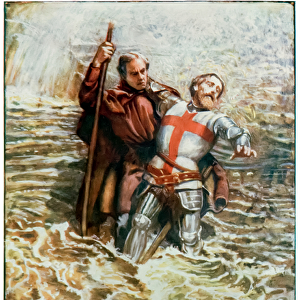 "Hopeful helps Christian to cross the river"from The Pilgrim
