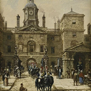Horse Guards Parade, (pencil and watercolour heightened with white)