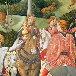 Horsemen in the royal entourage, detail from the Journey of the Magi cycle in the chapel